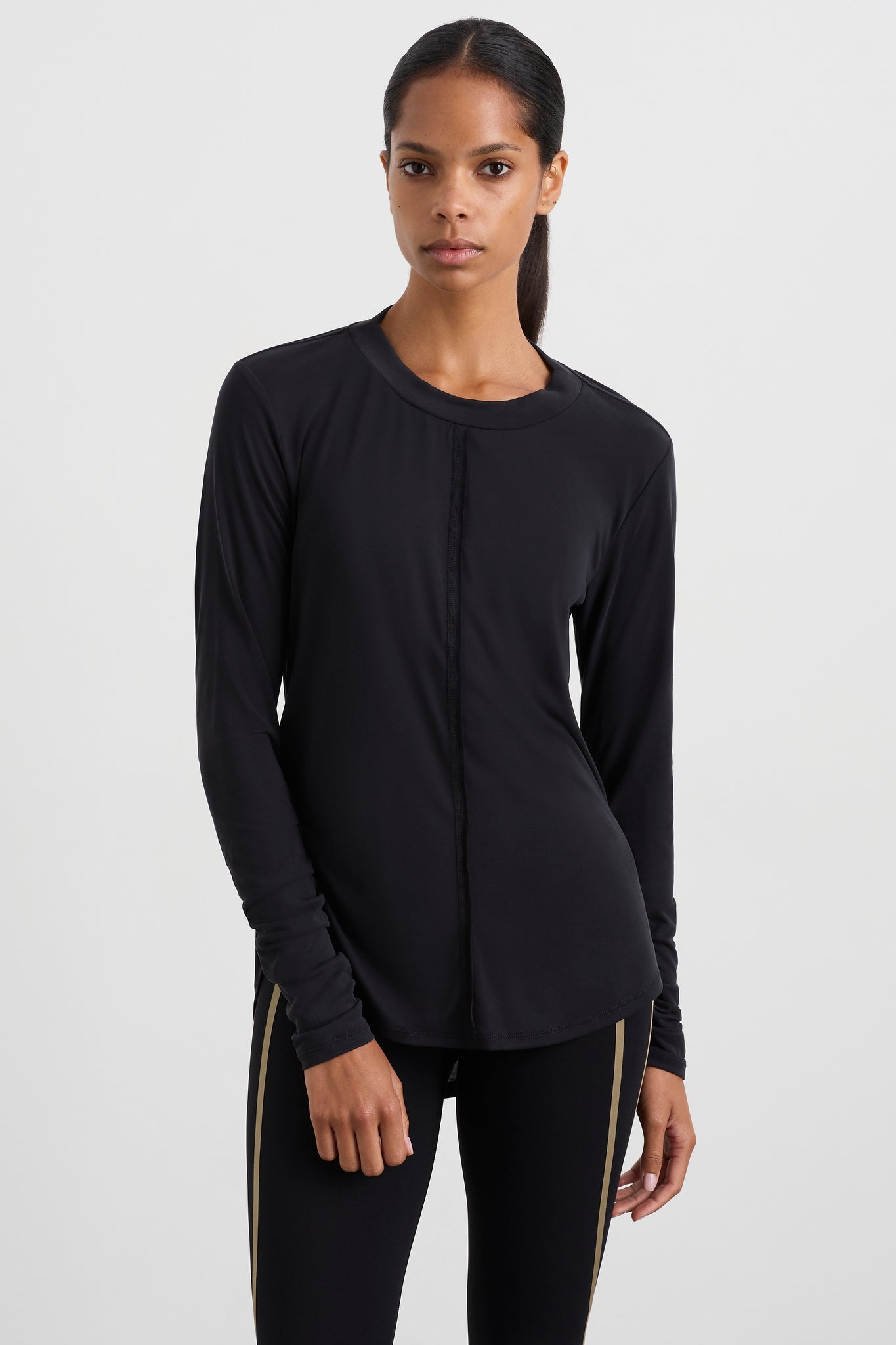Ruched Long Sleeve Top 153, Black