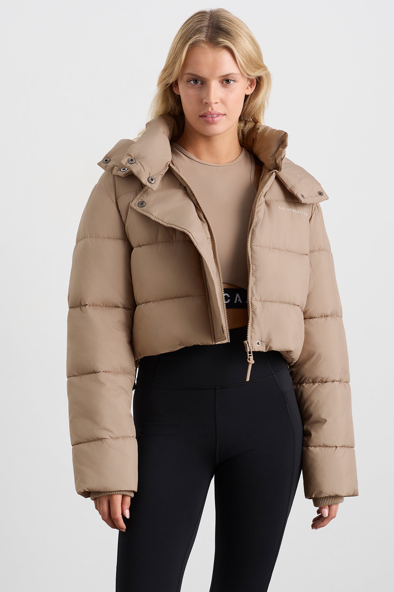 Cropped Puffer Jacket Womens Zip Up Black Crop Puffy Winter Coats