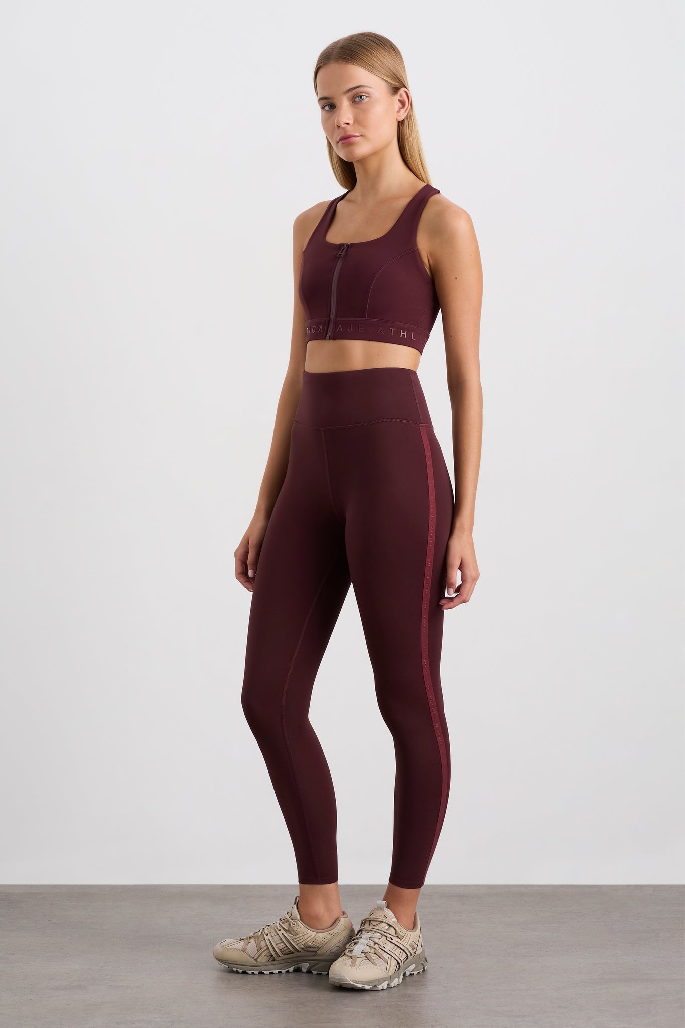 Burgundy Crossover Legging With Pockets