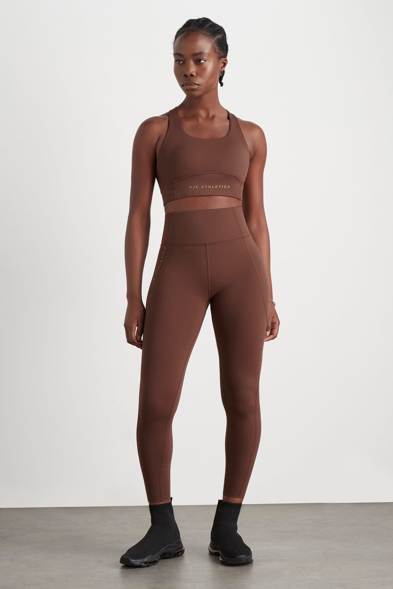 Athleta Yoga Activewear Two Tone Brown Leggings Size Medium