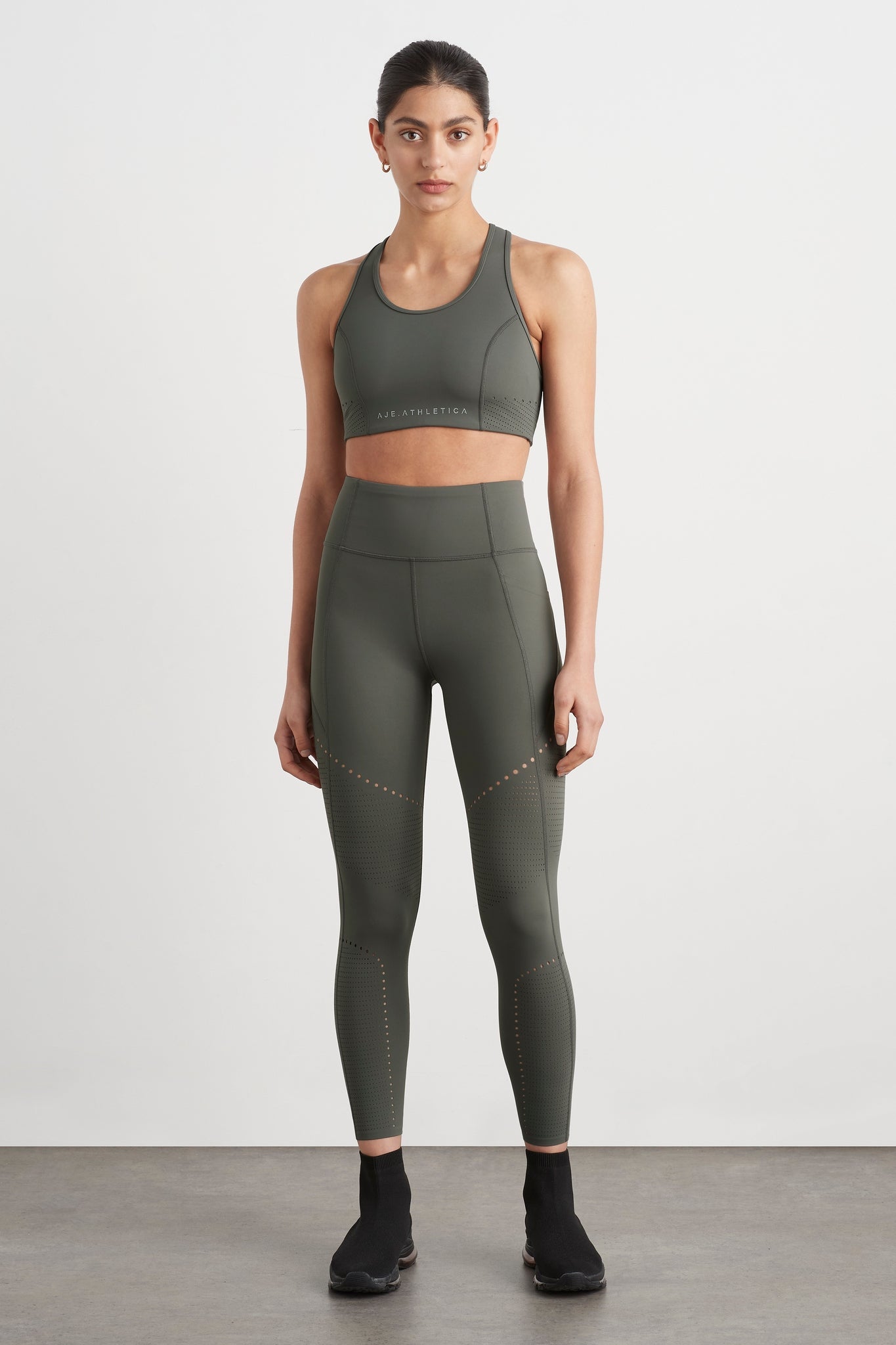 High Rise Perforated 7/8 Legging 227 | Midnight Grey/Reflective | AJE ...